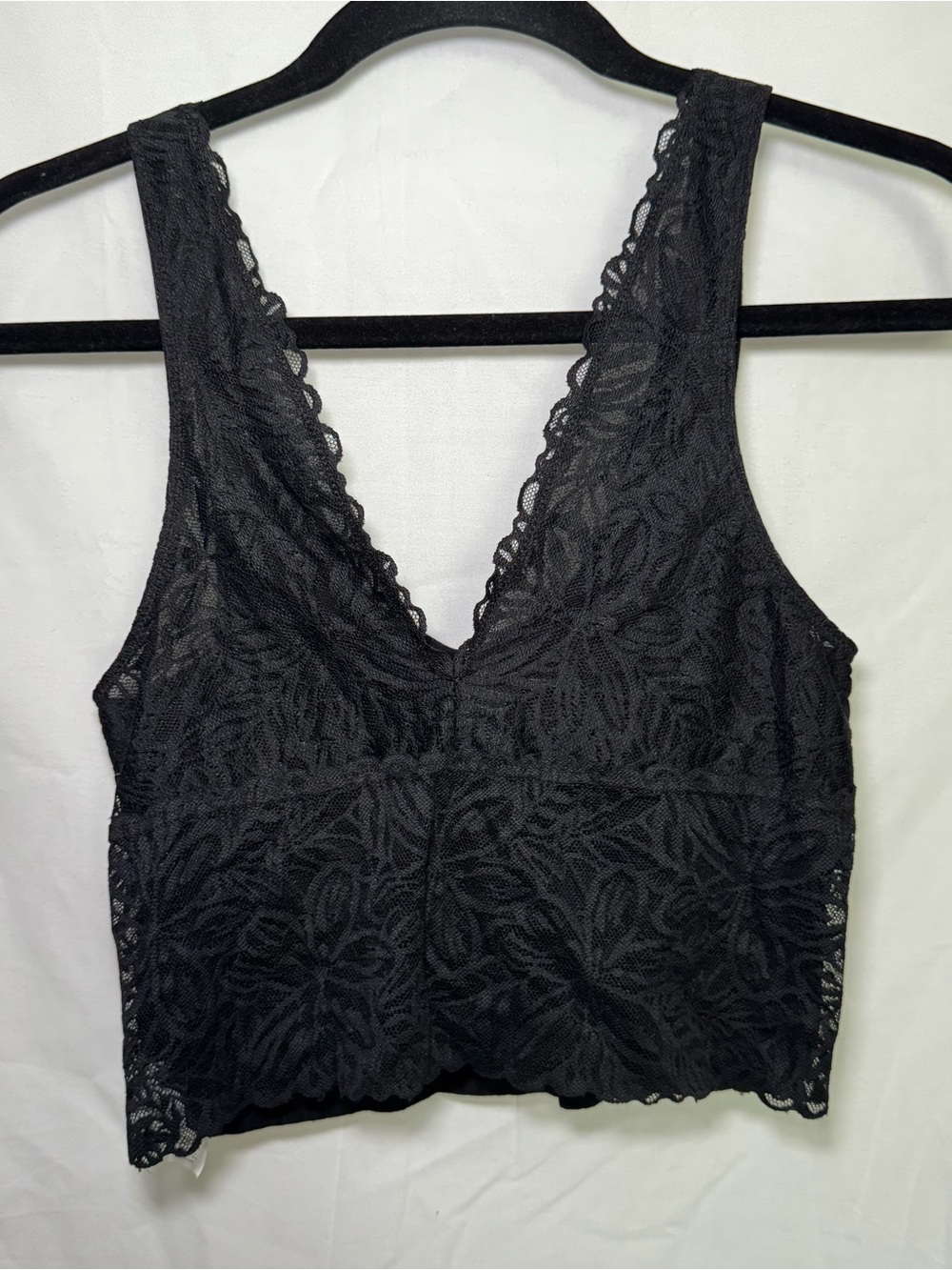 Aerie Overslept Lace Front Ribbed Back Bralette Crop Tank Size Small